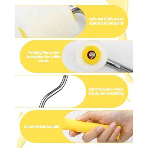 2 Pcs Foam Paint Roller Mini Paint Rollers for Touch up Trim Edge or Corner Extra Small Paint Wool Brushes Tiny Painting Tool for Professional Painting Results 1 Inch Roller