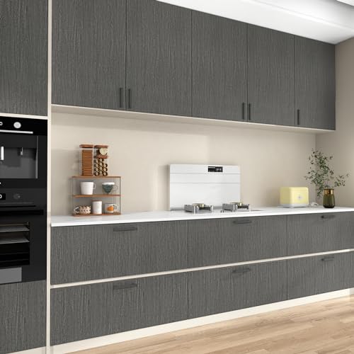WESTICK Grey Wood Contact Paper for Countertops Waterproof Wooden Wallpaper Peel and Stick Vintage Dark Wood Grain Contact Paper for Cabinets End Table DIY Self Adhesive Wooden Vinyl Wrap 80"x15.8"