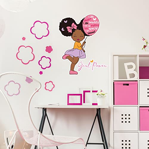 4 Pieces Black Girl Inspirational Quote Wall Decal Motivational Saying African American Sticker Positive Stickers Little Decals for Bedroom Girl Power Wall Decal for Nursery Decor