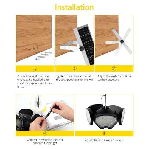 T-SUN Solar Shed Lights Indoor, Motion Sensor/Remote & 5 Modes, IP65 Waterproof Solar Lights for Shop/Garage/Barn, Outdoor Pendant Light for Proch Deck, Energy Saving Hanging Light (2-in-1)