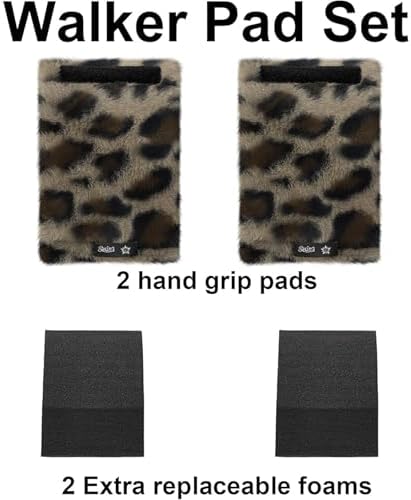 SPRING SEAON Walker Hand Pads Fluffy Walker Handle Cushions Non-Slip Universal Walker Grips Padded Hand Covers Soft Pads for Walkers for Seniors Walker Pads for Handles Folding Rolling Wheelchair, Rollator Handle, Elderly Grippers 2 Pack