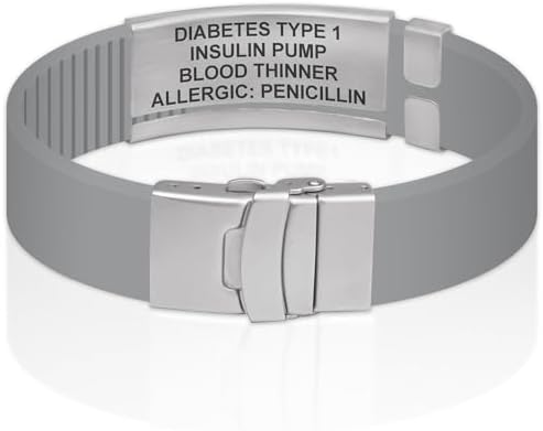 Divoti Custom Engraved Medical Alert ID Bracelet – Dual-Sided Laser Etching, Silicone Wristband, Stainless Steel Security Clasp – Adjustable & Trim-to-Fit – Emergency Medical Info Band for Men & Women