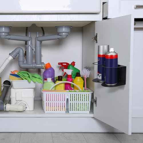 Tandefio 4 Pcs Spray Can Holder Metal Aerosol Bottle Holder Wall Mount Bottle Organizer Double Holes Spray Can Rack with Hardware Easy Install Storage Rack for Garage and Home