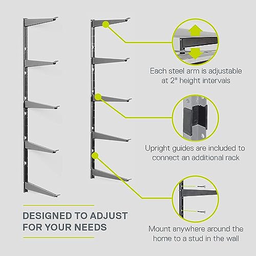 Heavy Duty Wood and Lumber Storage Rack by Delta Cycle, Holds Up to 480 lbs - Easy to Install Mounted Rack with Steel Construction for Indoor & Outdoor Storage Solution for Garage, Basement & Pantry