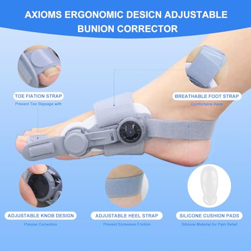 Bunion Corrector for Women Big Toe Straightener,Bunion Relief with Soft Silicone Pad,Breathable & Anti-slip Suitable for Left/Right Feet,Gray,1Pack