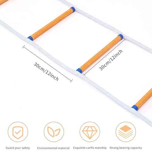 25ft Safety Balcony Emergency Fire Escape Ladder with Hooks Carabins | 2 Story for Adults and Kids |Reusable Multi-use for Treehouse|Weight Capacity up to 2000 lb