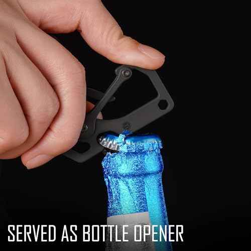 KeyUnity Titanium Carabiner Keychain Tool, 3 Functions in 1 Multitool for Everyday Carry (KU06BK)