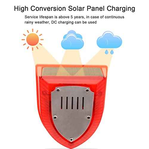 Solar Water Level Sensor, High/Low Water Level Alarm with Dual Probe, 129 dB Red Strobe Siren with Adjustable Volume, Bobber Water Detector, 16.4ft Detect Cord, IP55 Waterproof for Indoor /Outdoor