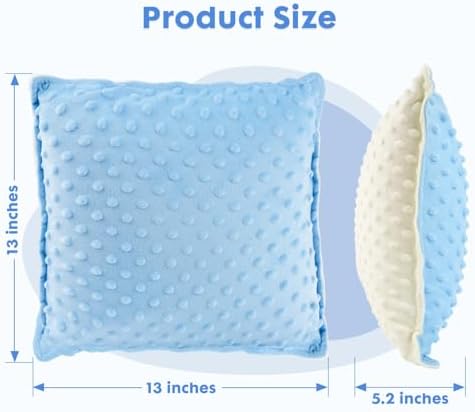 Bmag Sensory Vibrating Pillow for Autistic Kids and Adults,13” x 13” Sensory Toy Gift with Textured Therapy Stimulation Bumps Relief Stress Item for Toddler - Blue and Yellow