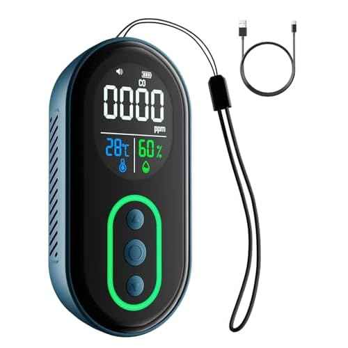 DS-399 Portable Carbon Monoxide Detectors, 168HR Standby, Rechargeable 3-in-1 CO Detector with Audible & Visual Alerts for Travel & Camping, CO Meter for Home, Car & Tent - Dark Blue