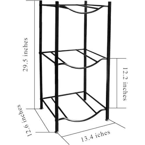 C CRYSTAL LEMON 5-Gallon Water Jug Rack ? 3-Tier Cast Iron Water Bottle Organizer Stand for Kitchen, Pantry & Bar ? Removable Floor Storage Solution