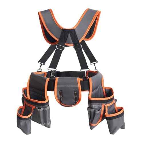 New Tool Belts for Men, Professional Morrales de Construccion, Tool Belt Suspenders Made of 1680D Polyester Fiber, Suitable for Electricians, Carpenters, etc