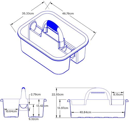 Akro-Mils 09185 Plastic Tote Tool & Supply Cleaning Caddy with Handle, (18-3/8-Inch x 13-7/8-Inch x 9-Inch), Blue (09185BLUE)