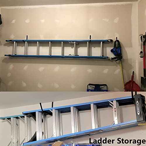 8 Pack Garage Storage Hooks,10 Inch Heavy Duty Ladder Storage Hanger, Wall Mounted Utility Rack