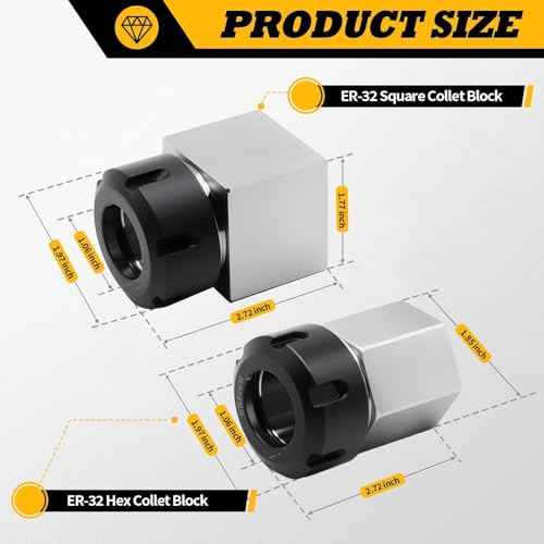 ER-32 Collet Chucks Block Set of Square and Hex Workholding Holder for CNC Machines