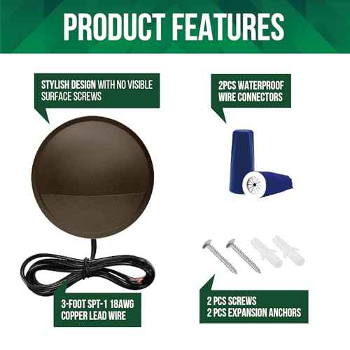 GKOLED Low Voltage LED Deck Lights, 12V AC/DC Landscape Step Railing Fence Light, 2W 2700K Accent Lighting Fixture, Die-cast Aluminum, Dark Brown, 6-Pack