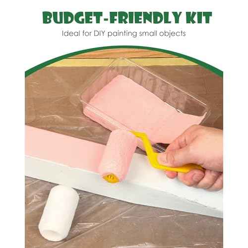 VOOMEY 2 Inch Small Paint Roller Kit with Pre-Taped Masking Film, Paint Tray Liner, Mini Paint Roller for Painting Corners