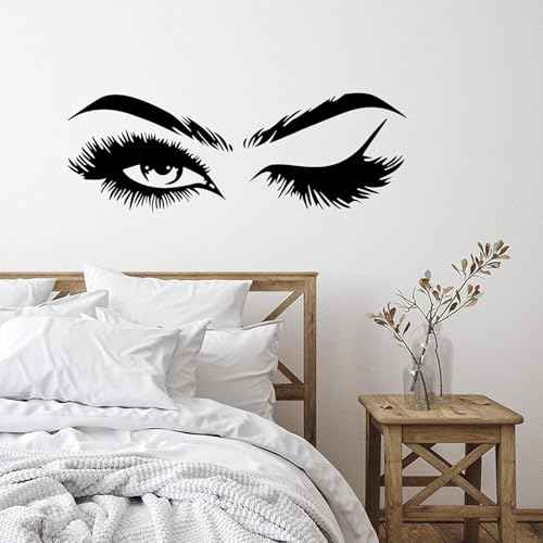 Lash Room Decor Eyes, Salon Wall Stickers Fashion Eyelash Sticker Women Beautiful Decals Decor for Living Room Bedroom Studio