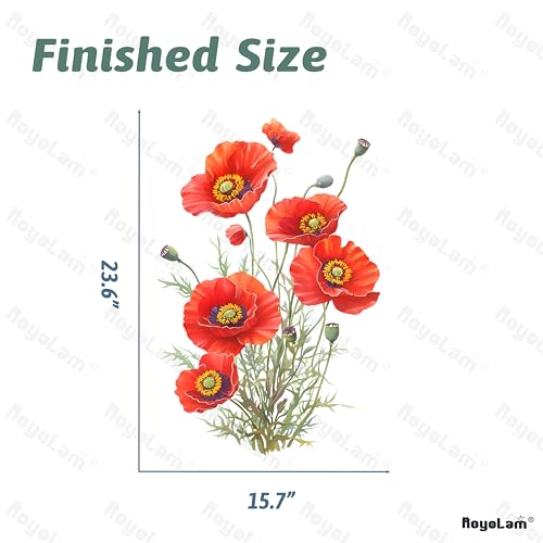 Red Poppy Wall Decals Removable Blooming Flower Vinyl Stickers for Nursery Living Room and Bathroom Botanical Decor Peel and Stick Wall Art for Feminine