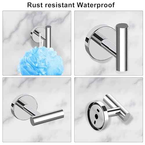 Cilee 10 Piece Chrome Bathroom Accessories Set, 24inch Polished Chrome Towel Bar Ring+Toilet Paper Holder+ Robe Towel Hook SUS304 Stainless Steel Bathroon Hardware Set