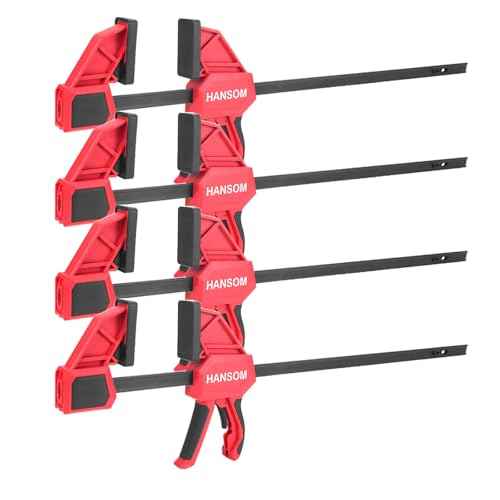 Upgraded 4-Pack 24 Inch Woodworking Clamps,Bar Clamps Heavy Duty 350LBS Throat Depth 3-1/3¡±,One-Handed Quick Grip/Spreader Wood Clamps Set with Quick Change Button