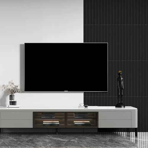 STICKGOO Slat Wall Panel, 3D Wall Panels for Interior Wall Decor PVC Fluted Textured Panel 12-Tile 19.7 x 19.7in - Black
