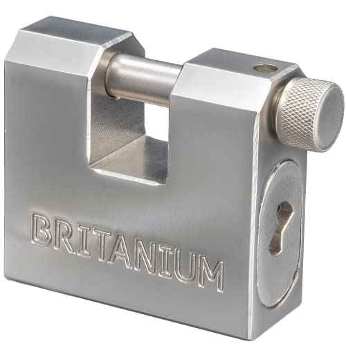 Britanium¢ç BRX66 Heavy Duty Container Padlock?with 5?Keys ? 10mm Cut Resistant Shackle, Anti Drill Brass Cylinder | High Security Lock for Shipping Container, Garage, Shed, Gate