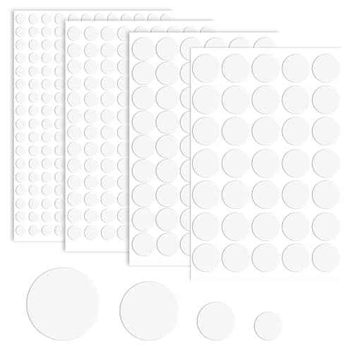 389Pcs Self-Adhesive White Screw Covers Caps - 4 Sizes White Stickers to Cover Screw Holes, Dustproof Sticker for Wood Cabinets, Furniture, Drawer, Wardrobe, Kitchen, Table