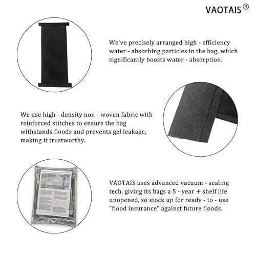 2.5ft x 1ft Self - Absorbing & Expandable Flood Bags - Evenly - Placed Absorbents, Super - Convenient Use - Ideal for US Homes, Garages, Warehouses, Stores & All Entrances (2.5ft * 1ft (Pack of 4))