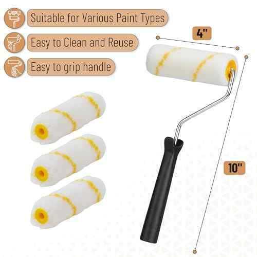 Bates- 4 Inch Paint Roller Kit, 8 pcs, 1x Plastic Paint Tray, 1x Roller Frame 4", 3X Microfiber Covers 4", 2X Flat Brushes 2", 1x Sanding Sponge