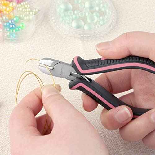 Mini Diagonal Cutting Pliers 4 Inches Floral Wire Cutters for Artificial Flowers Side Cutters Pliers for Jewelry Making Diagonal Wire Cutters for Wire, Zip Ties, Crafting,Pink Tool for Women
