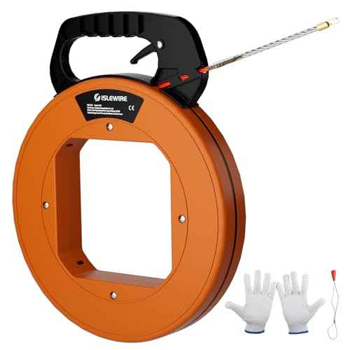 125 ft Electrical Fish Tape, 3/16-inch PET Wire Puller with Optimized Housing and Ergonomic Handle, Flexible Non-Conductive Cable Puller Tool with Steel Leader for Walls and Conduit