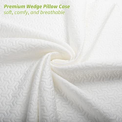 Wedge Pillow Cover for 24x21x8 Leg Elevation Cushion, Knee Pillow Cover, Hypoallergenic Replacement Pillowcase with Zipper & Pockets