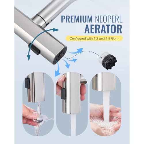ALEASHA Bar Sink Faucet Single Hole, 3 Water Modes Wet Bar Faucets with Pull Out Sprayer, Prep Sink Faucet 360 Swivel for Small Kitchen Bathroom Faucets with cUPC Supply Lines, Brushed Nickel