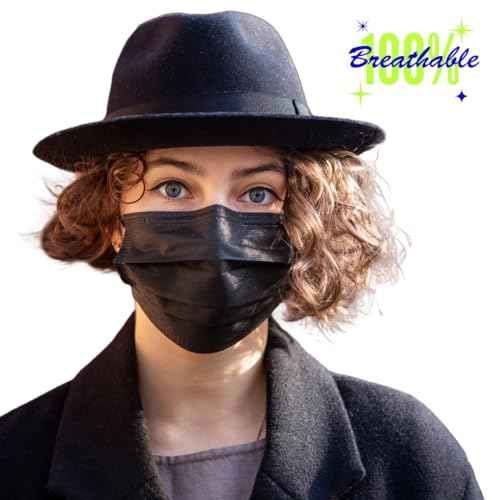 100PCS Black Disposable Face Masks, Non-medical, 3 Layer Protection Face Masks for Adult, Teenager, Seniors (100, Black)