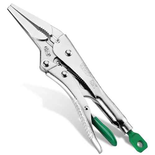 SK 9.5" Long Nose Locking Pliers, Premium CR-V Construction, Ergonomic Anti-slip Handle, Ideal for Welding or Assembly
