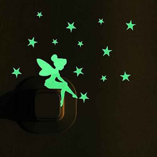 2pcs Luminous Light Switch Decals Glow in The Dark Wish Fairy and Magic Fairy Wall Stickers Light Switch Decor Art Mural Paste