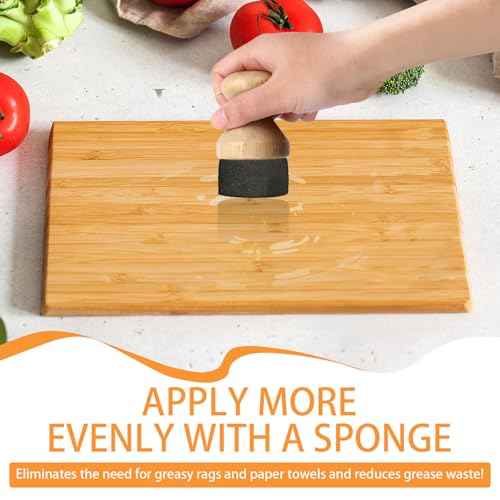 Cutting Board Oil Applicator with Lid, Wood Cutting Board Oil Brush, Wood Wax Applicator Brush for Butcher Blocks Spatulas Spoons Wooden Utensil (Beige)