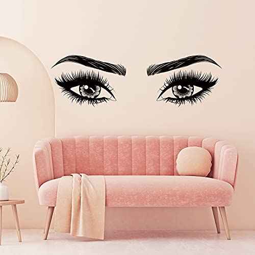 2 Pieces Eyes Wall Decal Big Eyes Wall Stickers Fashion Eyelash Sticker Women Beautiful Decals Decor for Living Room Bedroom (Classic Styles)