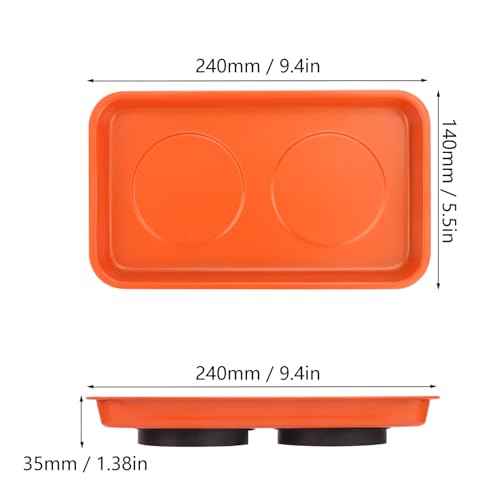 5 PCS Magnetic Trays, 9.4X5.5x1.4Inch, Magnet Tool Tray, Magnetic Parts Tray, orange, by GENHAKON