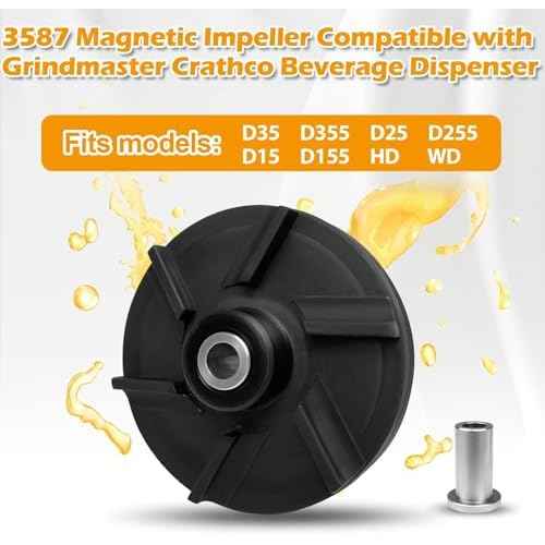 3587 Magnetic Impeller, 3220 Bearing Housing Compatible with Grindmaster Crathco Beverage Dispensers, Fits Models D15, D155, D25, D255, D35, D355 (3 Pack)