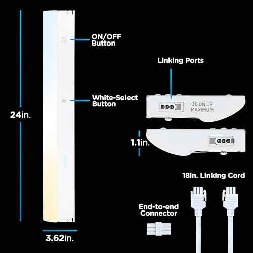 Enbrighten 24 inch Hardwired Under Cabinet Lights, 1620 Lumens, Five White Settings from (2700K-6500K), Full Range Dimmable, Under Counter Light, Linkable Under Counter Lights for Kitchen 82922-T1