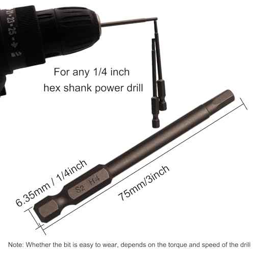 Hex Head Allen Wrench Drill Bits 5/32 Inch Hex Bit H4 S2 Steel Magnetic 1/4 Impact Driver Bits 3 Inch Long 10 Pack