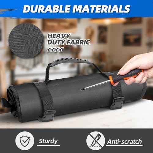Portable Rollup Toolbag 19-Slot Empty Tool Organizer Heavy Duty Motorcycle Tool Roll Bag Organizer Tools Bags Mens gifts for Him - Mechanic & Electrician
