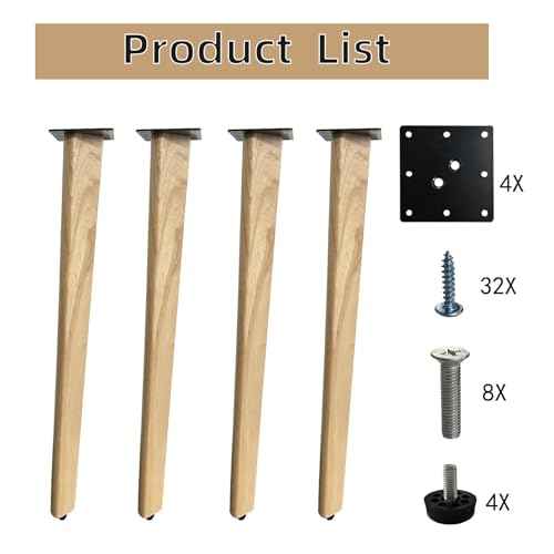 QLLY 28 inch Slant Wooden Table Legs, Solid Wood Angled Desk Legs, Furniture Legs, Set of 4, Easy to Install - Perfect for DIY Dining Tables, Coffee Tables, and Benches (Natural, 28")
