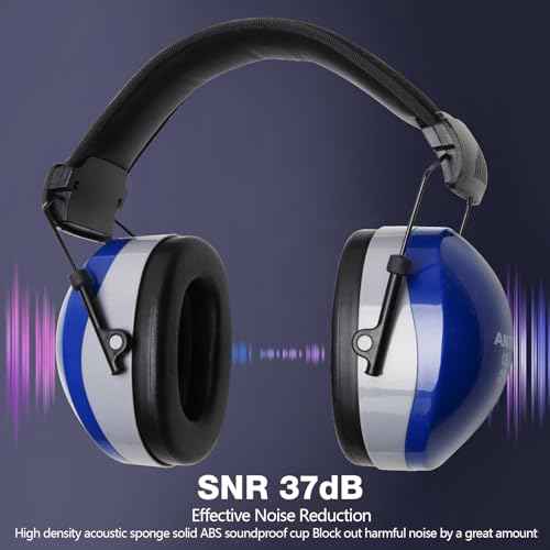 37dB Gun Range Ear Protection, Adjustable Ear Muffs for Noise Reduction, for Shooting, Construction, Mowing