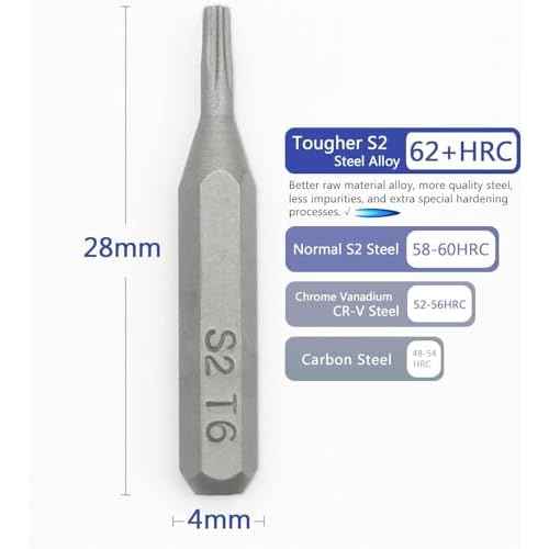 Precision S2 Steel 4mm screwdriver bit set 38pcs - Phillips 000 00 and more, Flathead, Torx 2 3 4 5 6, Torx Security, Pentalobem, Hex, Tri-Wing, Triangle, U-shaped Bits in Case Collection