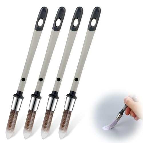 4Pcs Trim Paint Brush, Touch Up Detail Paint Small Brushes for Painting Walls Furniture Corner Trim House Baseboard Edging (Gray)