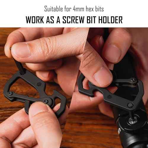 KeyUnity Titanium Carabiner Keychain Tool, 3 Functions in 1 Multitool for Everyday Carry (KU06BK)