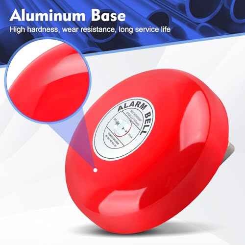 CB-6B 95dB 5.9in Electric Round Fire Alarm Bell, Aluminum Base for School, Home, and Factory Security Ideal for Elevators, Industrial, and Construction Applications (AC 110V)